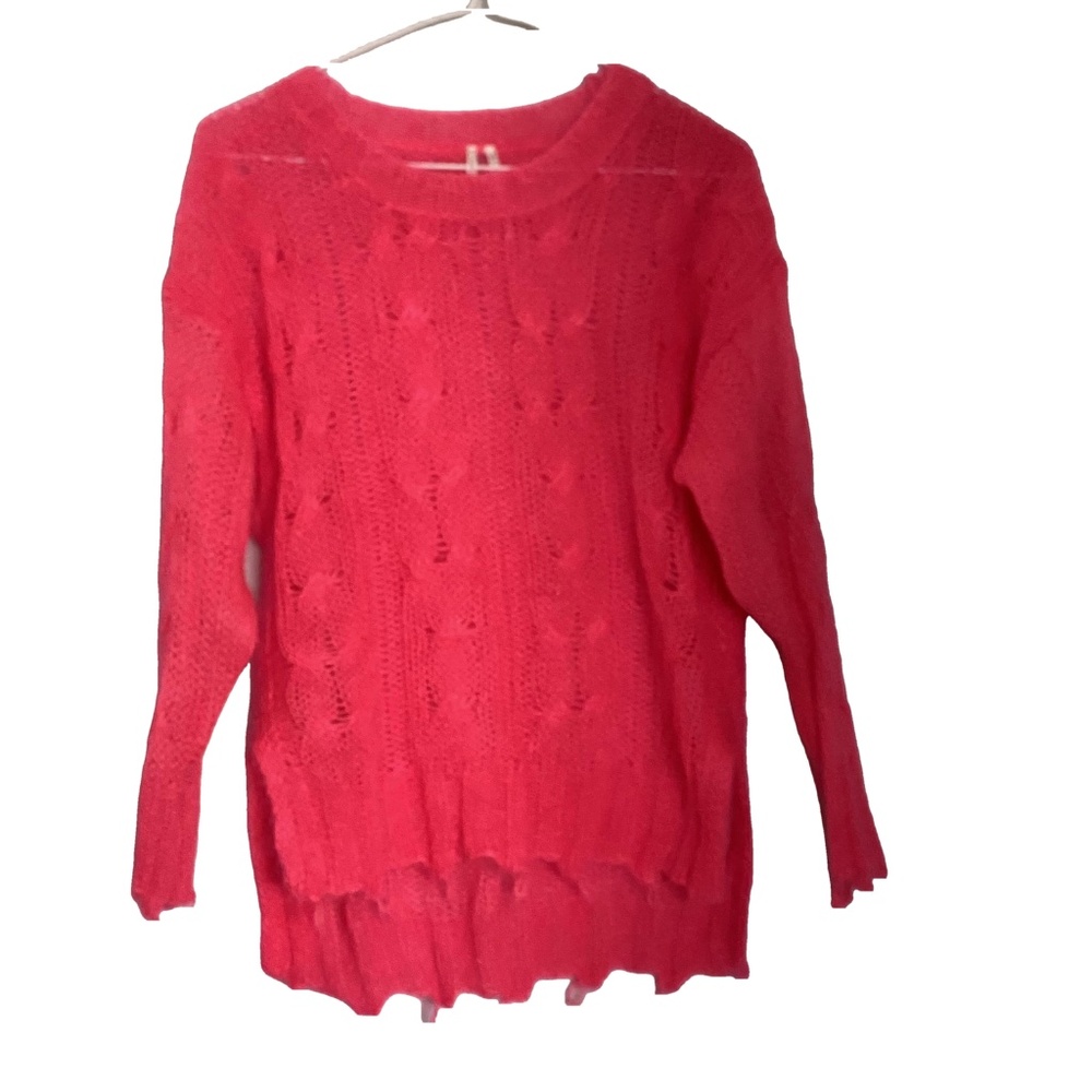 NWOT ANTHROPOLOGIE Wool Fuzzy Hot Pink Cable Sweater Petite Cozy Luxe XSP
